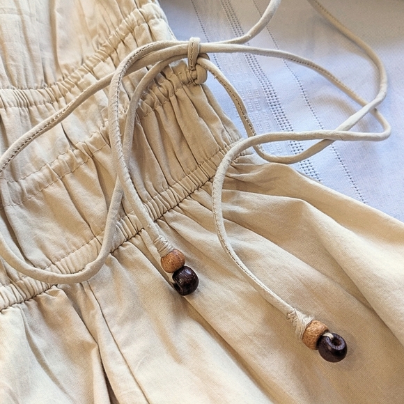 NWT LOVE THE LABEL Blake Ecru Cottagecore Smocked Puff Sleeve Maxi Dress Size L - Picture 3 of 9